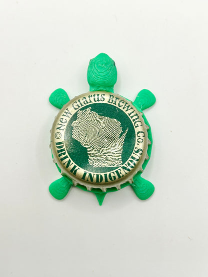 New Glarus Brewing - Bottle Cap Magnet Turtle Shell Shocked Art
