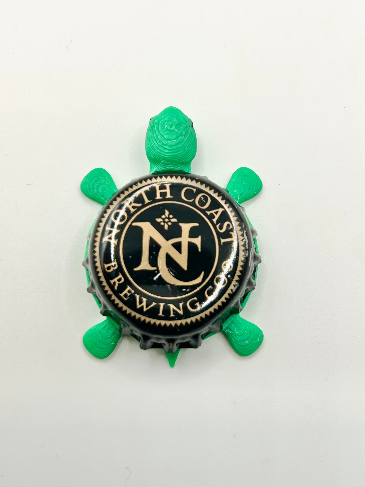 North Coast Brewing Co (Black and Beige) - Bottle Cap Magnet Turtle