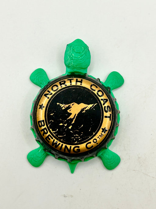 North Coast Brewing Co (Vintage Gold) - Bottle Cap Magnet Turtle Shell Shocked Art