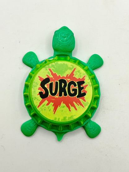 Surge Soda - Bottle Cap Magnet Turtle Shell Shocked Art