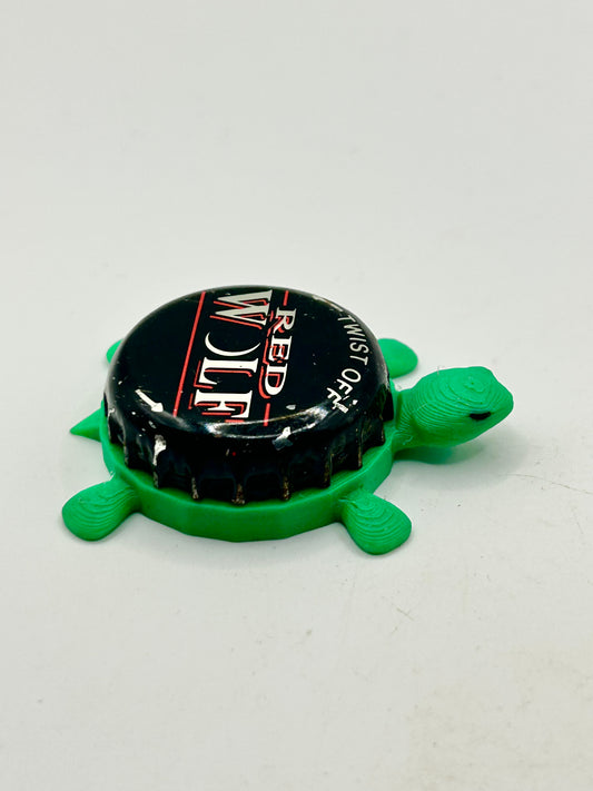 Red Wolf Lager - Bottle Cap Magnet Turtle Shell Shocked Art