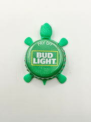 Bud Light (Green) - Bottle Cap Magnet Turtle Shell Shocked Art