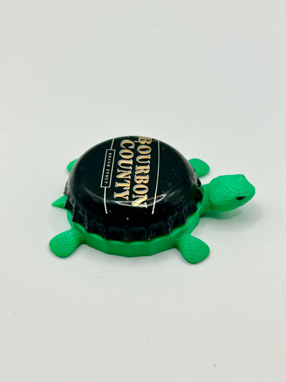 Bourbon County (Gold Text) - Bottle Cap Magnet Turtle Shell Shocked Art