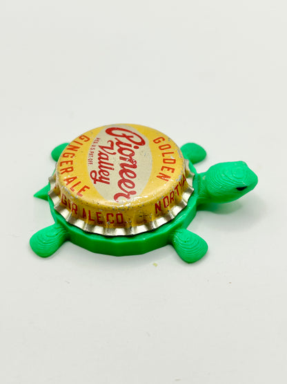 Pioneer Valley Ginger Ale Soda (Vintage) - Bottle Cap Magnet Turtle Shell Shocked Art