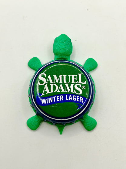 Sam Adams Winter Lager (Green) - Bottle Cap Magnet Turtle Shell Shocked Art
