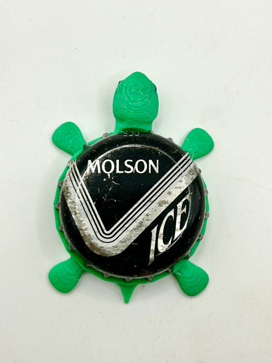 Molson Ice (Vintage) - Bottle Cap Magnet Turtle Shell Shocked Art