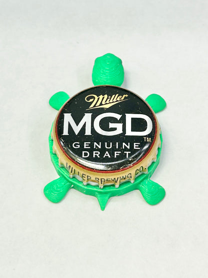 Miller Genuine Draft - Bottle Cap Magnet Turtle Shell Shocked Art