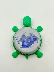 Blue Dawg Brewing - Bottle Cap Magnet Turtle Shell Shocked Art