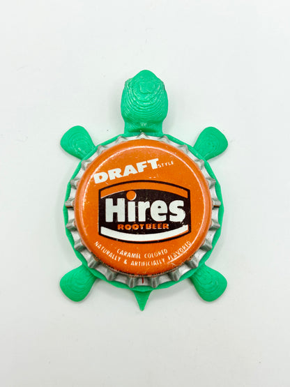 Hires Root Beer (Orange) - Bottle Cap Magnet Turtle Shell Shocked Art