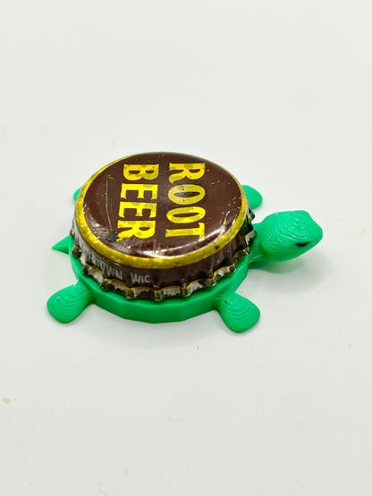 Root Beer (Yellow Text) - Bottle Cap Magnet Turtle Shell Shocked Art