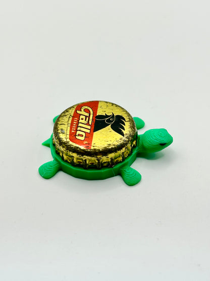 Gallo Cerveza - Bottle Cap Magnet Turtle Shell Shocked Art