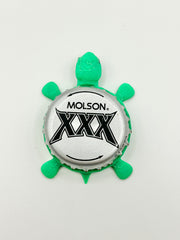Molson XXX - Bottle Cap Magnet Turtle Shell Shocked Art