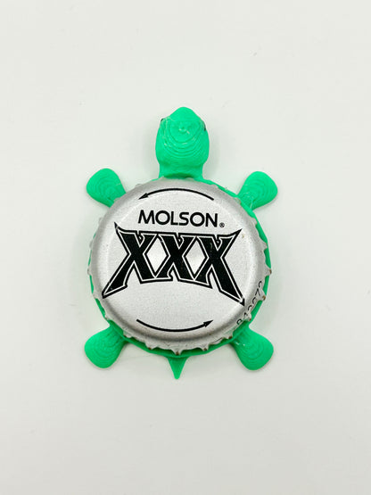 Molson XXX - Bottle Cap Magnet Turtle Shell Shocked Art