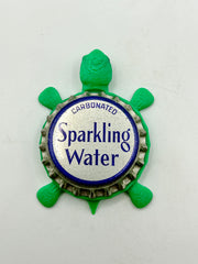 Sparkling Water - Bottle Cap Magnet Turtle Shell Shocked Art