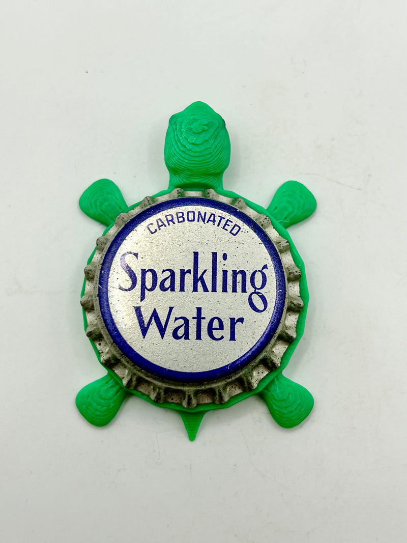 Sparkling Water - Bottle Cap Magnet Turtle Shell Shocked Art