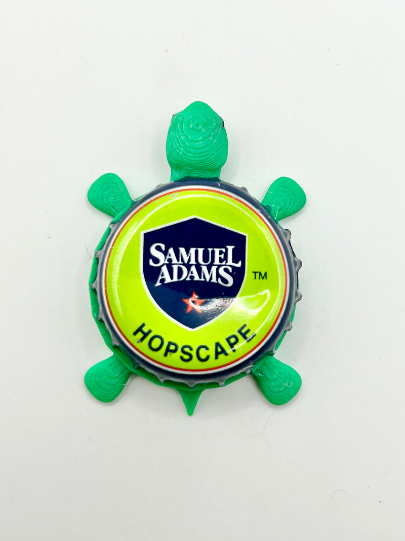 Sam Adams Hopscape - Bottle Cap Magnet Turtle Shell Shocked Art