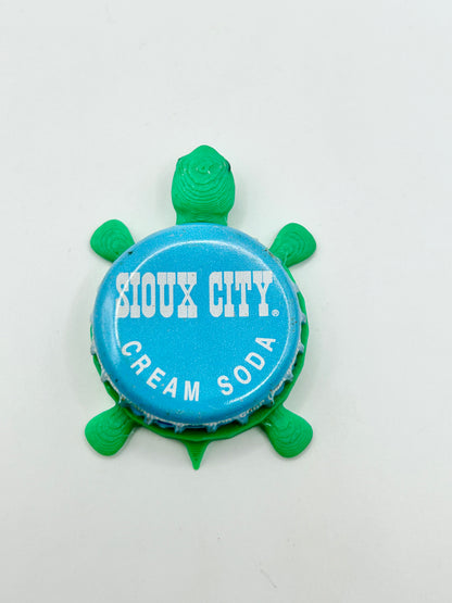 Sioux City Cream Soda - Bottle Cap Magnet Turtle Shell Shocked Art