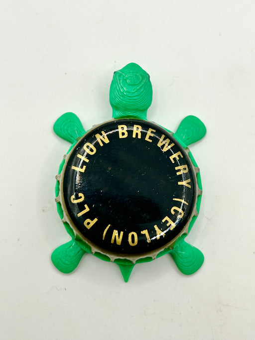 Lion Brewery - Bottle Cap Magnet Turtle Shell Shocked Art