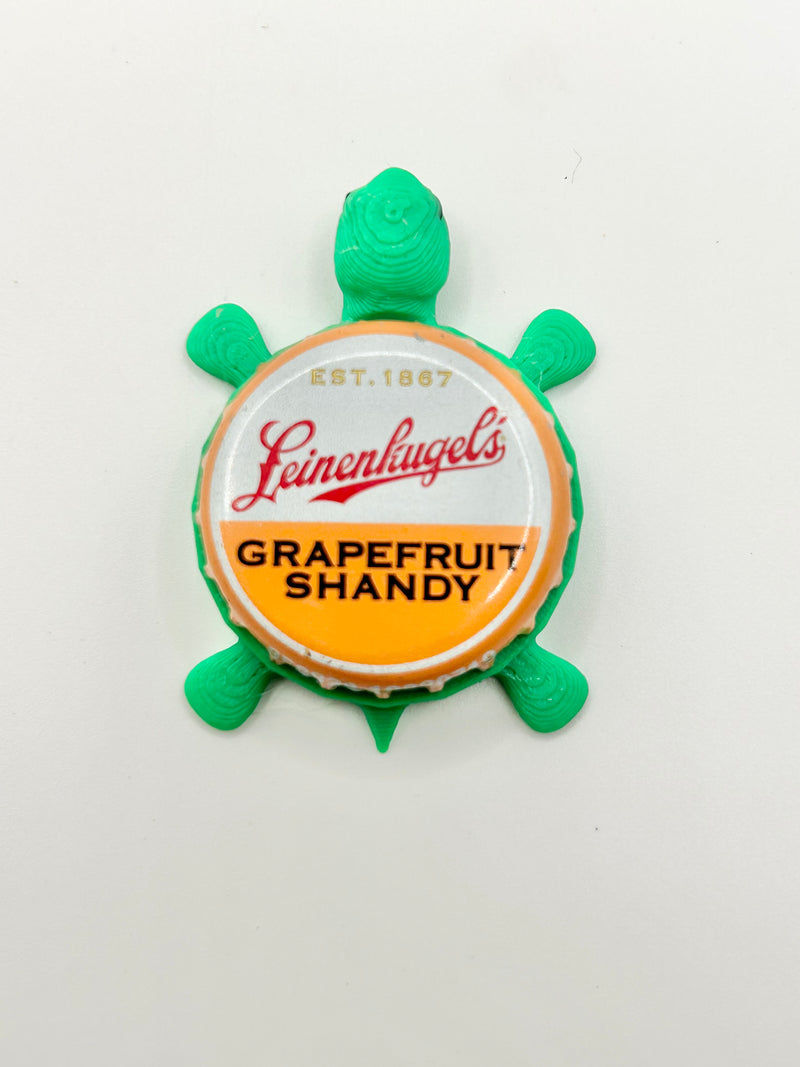 Leinenkugel's Grapefruit Shandy - Bottle Cap Magnet Turtle Shell Shocked Art