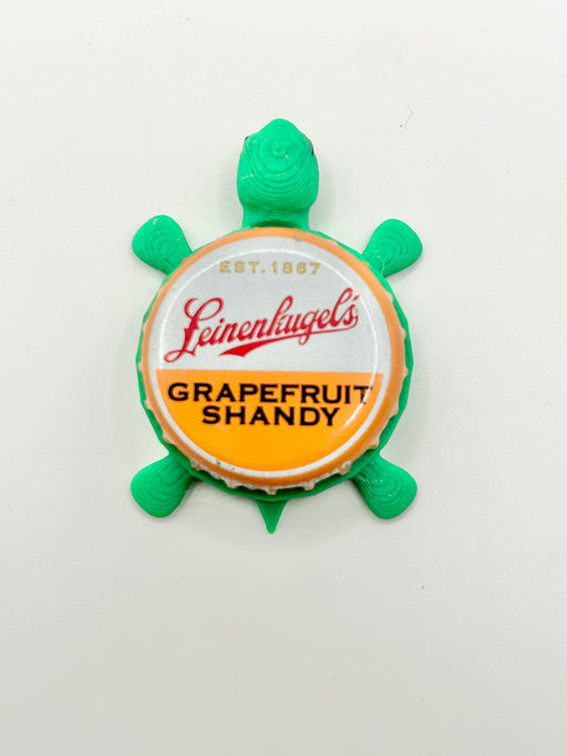 Leinenkugel's Grapefruit Shandy - Bottle Cap Magnet Turtle Shell Shocked Art