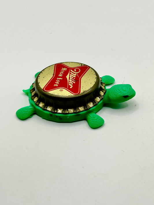 Miller High Life (Vintage) - Bottle Cap Magnet Turtle Shell Shocked Art