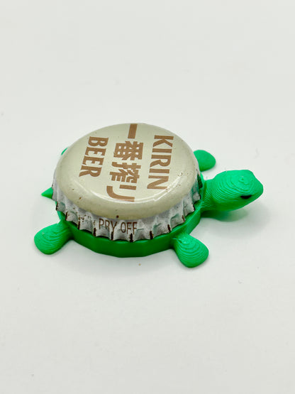 Kirin Beer - Bottle Cap Magnet Turtle Shell Shocked Art