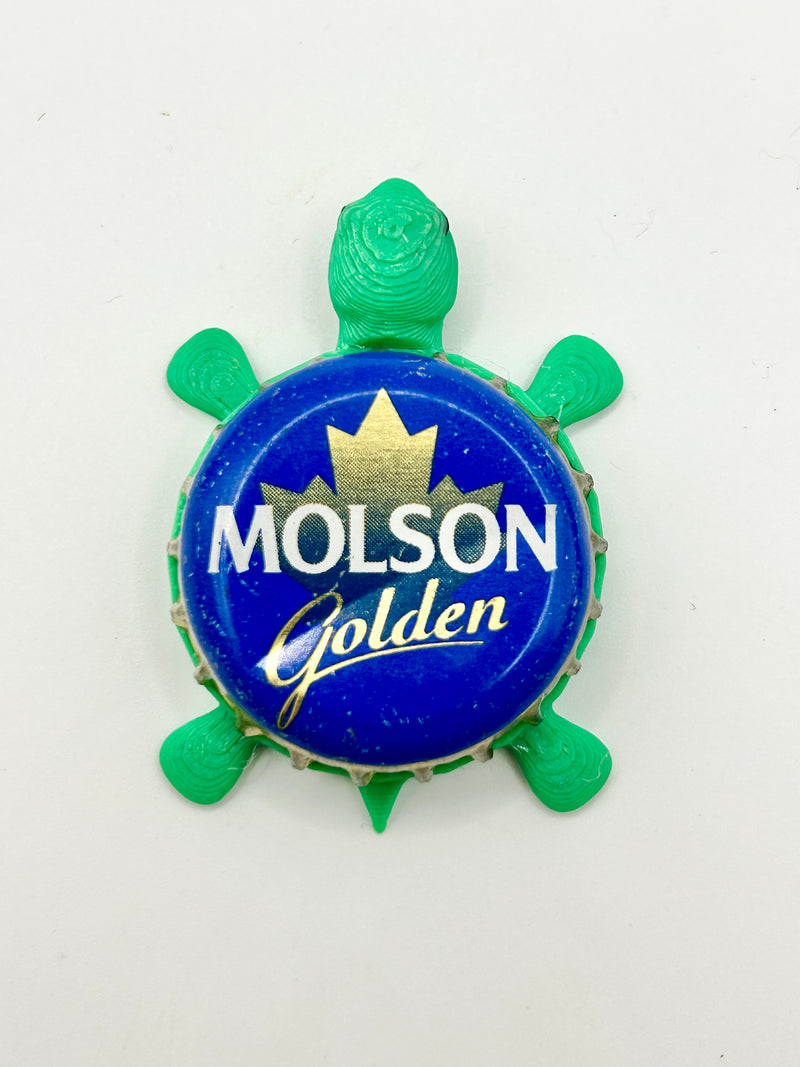 Molson Golden (Blue) - Bottle Cap Magnet Turtle Shell Shocked Art