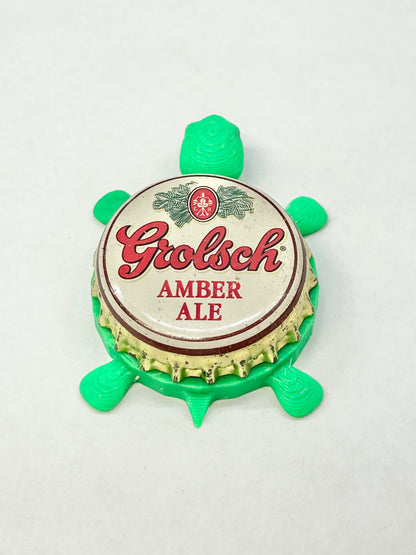 Grolsch Amber Ale - Bottle Cap Magnet Turtle Shell Shocked Art