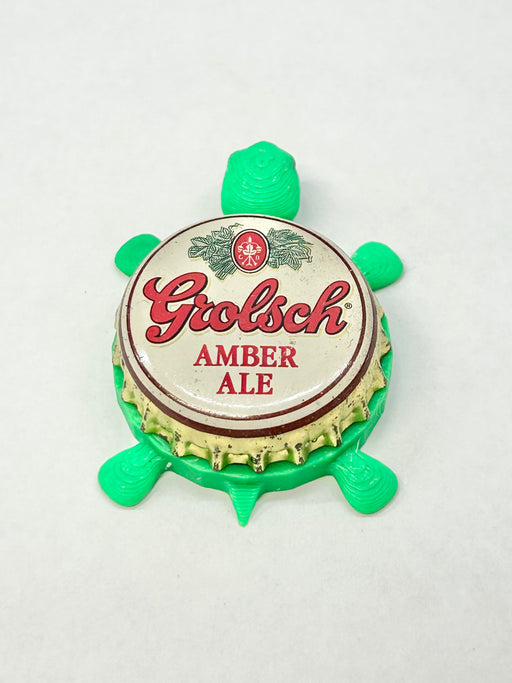 Grolsch Amber Ale - Bottle Cap Magnet Turtle Shell Shocked Art