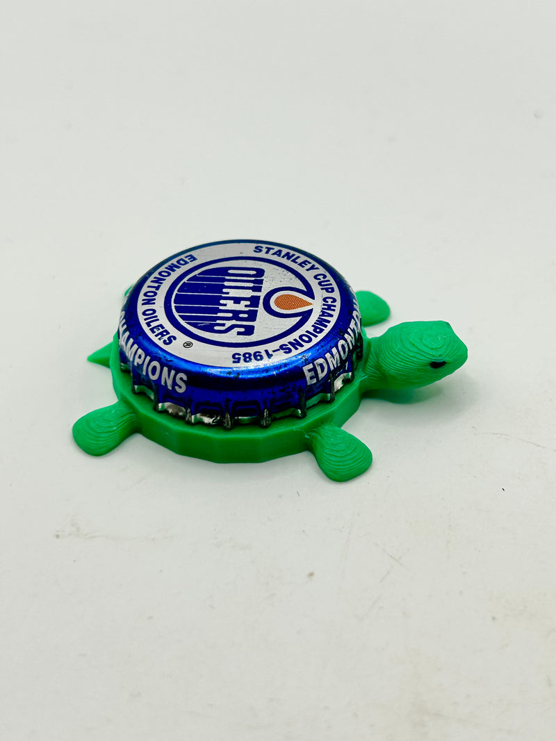 Edmonton Oilers Stanley Cup Champions (1985) - Bottle Cap Magnet Turtle Shell Shocked Art