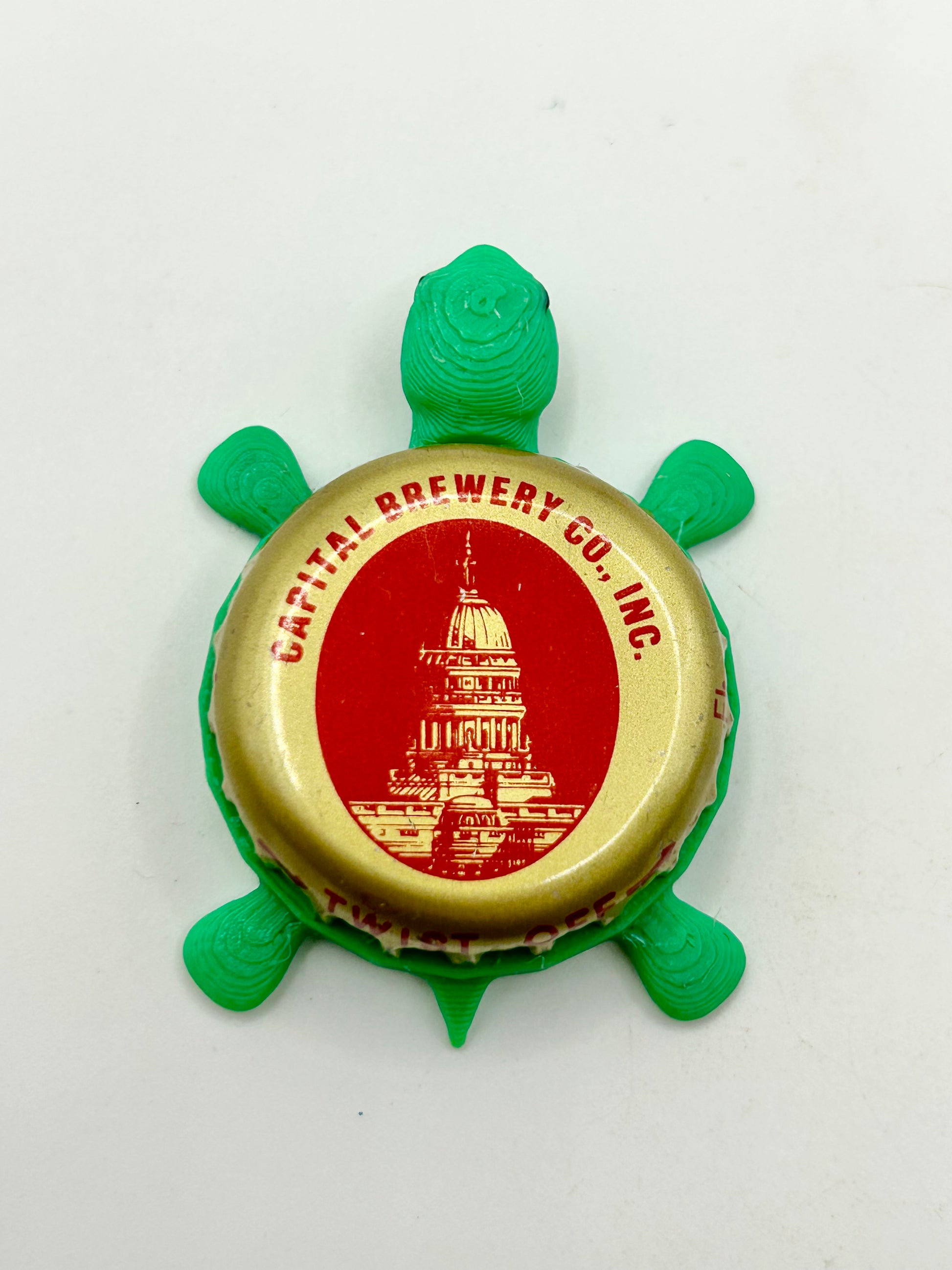 Capital Brewing (Red) - Bottle Cap Magnet Turtle Shell Shocked Art
