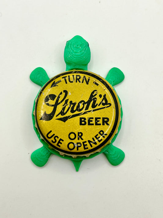 Stroh’s Beer (Vintage) - Bottle Cap Magnet Turtle