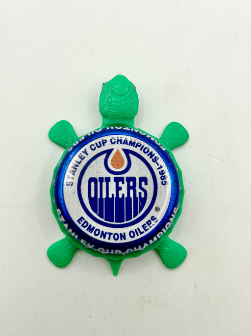 Edmonton Oilers Stanley Cup Champions (1985) - Bottle Cap Magnet Turtle Shell Shocked Art