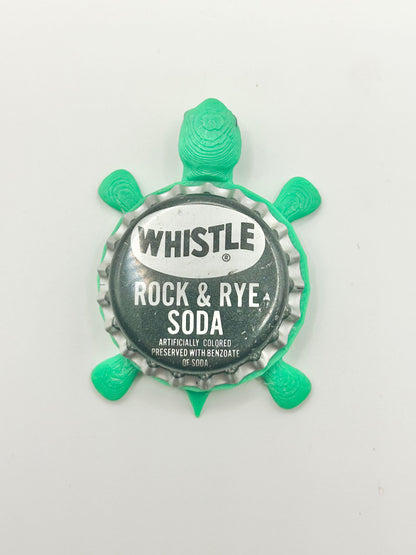 Whistle Rock & Rye Soda - Bottle Cap Magnet Turtle Shell Shocked Art