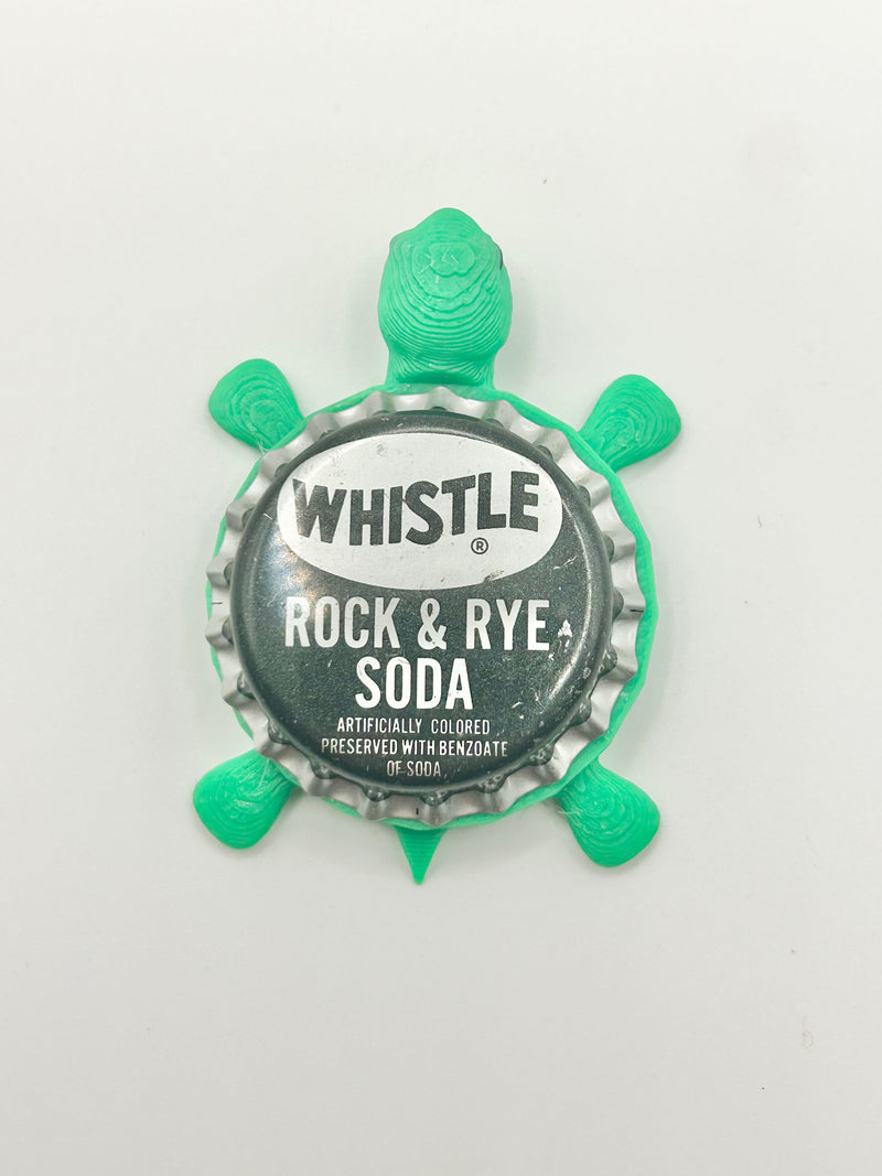 Whistle Rock & Rye Soda - Bottle Cap Magnet Turtle Shell Shocked Art