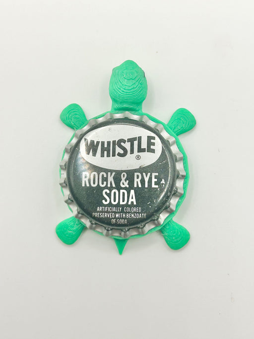 Whistle Rock & Rye Soda - Bottle Cap Magnet Turtle Shell Shocked Art