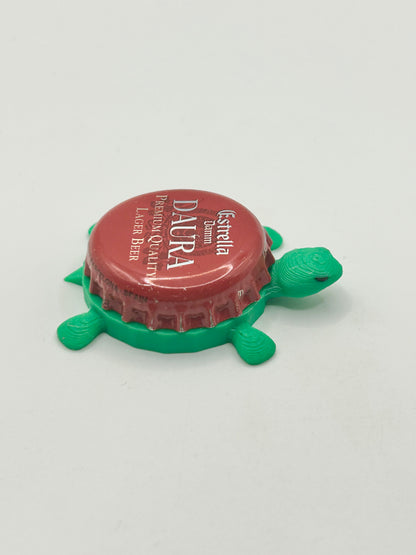 Estrella Damm Daura - Bottle Cap Magnet Turtle Shell Shocked Art