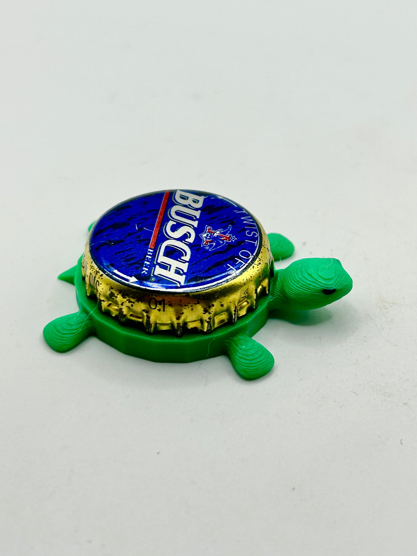 Busch Beer (Blue Twist Off) - Bottle Cap Magnet Turtle Shell Shocked Art