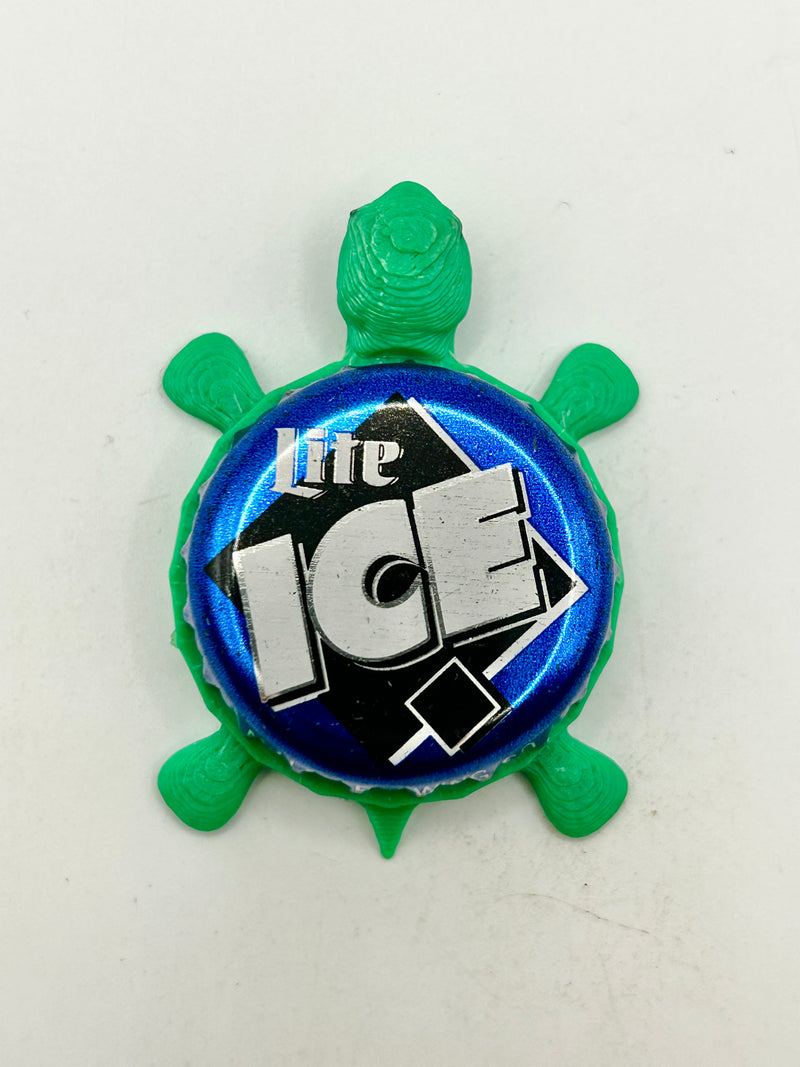 Miller Lite Ice (Vintage) - Bottle Cap Magnet Turtle Shell Shocked Art