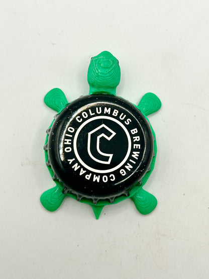 Ohio Columbus Brewing - Bottle Cap Magnet Turtle Shell Shocked Art