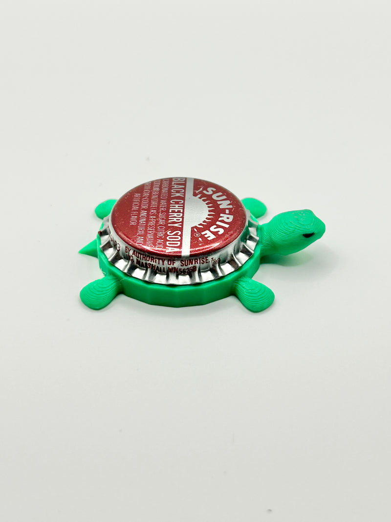 Sun-Rise Black Cherry Soda - Bottle Cap Magnet Turtle Shell Shocked Art