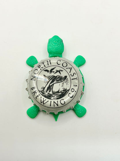 North Coast Brewing Co (Whale Tail Light Gray) - Bottle Cap Magnet Turtle Shell Shocked Art