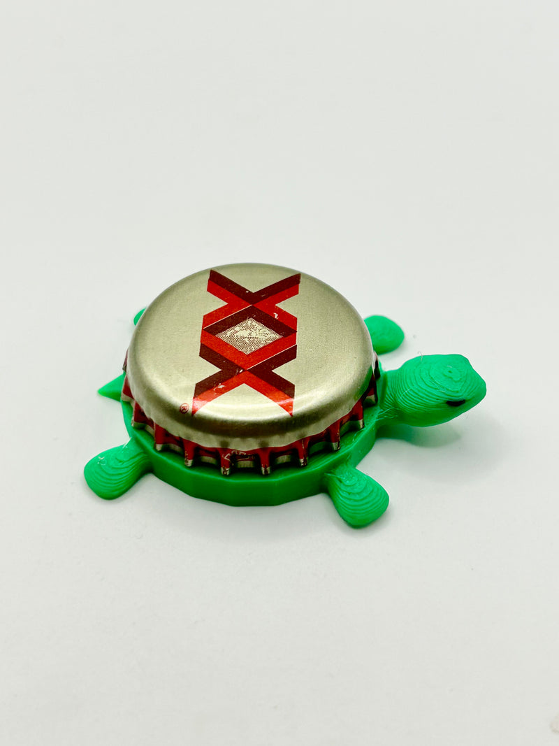 Dos Equis (Gold & Red Border) - Bottle Cap Magnet Turtle Shell Shocked Art