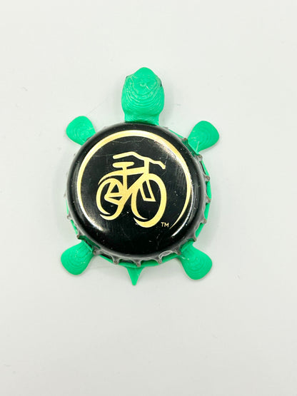 New Belgium Brewing (Black) - Bottle Cap Magnet Turtle Shell Shocked Art