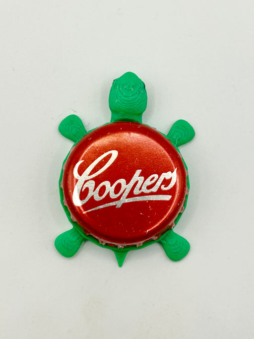 Cooper’s Brewing (Red) - Bottle Cap Magnet Turtle Shell Shocked Art
