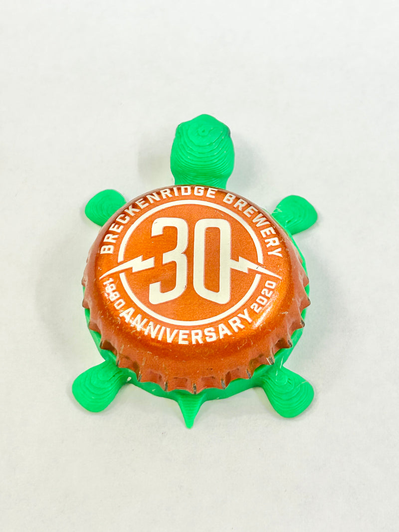 Breckenridge Brewery (Orange - 30th Anniversary) - Bottle Cap Magnet Turtle Shell Shocked Art