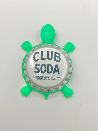 Club Soda (Vintage) - Bottle Cap Magnet Turtle Shell Shocked Art