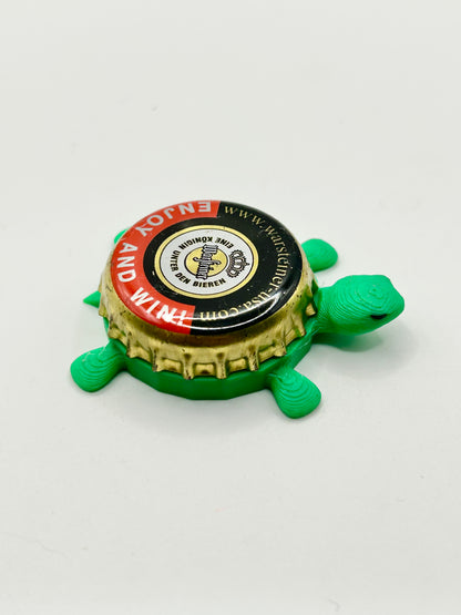 Warsteiner (Enjoy and Win) - Bottle Cap Magnet Turtle Shell Shocked Art