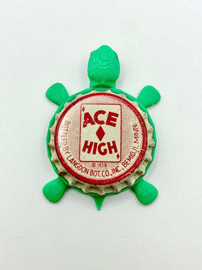 Ace High (Vintage) - Bottle Cap Magnet Turtle Shell Shocked Art