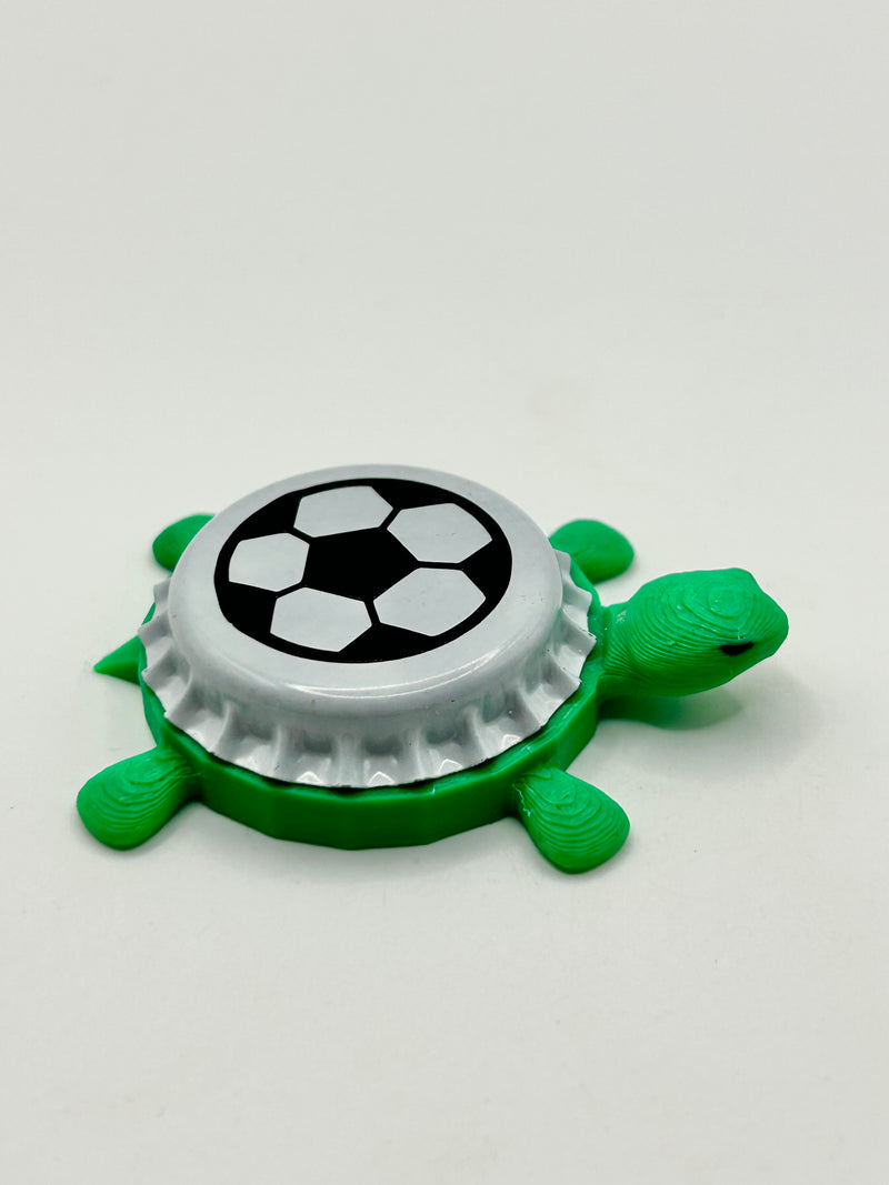 Soccer Ball - Bottle Cap Magnet Turtle Shell Shocked Art
